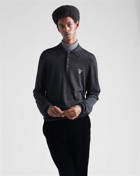 prada polo yaka|Black Silk polo shirt .